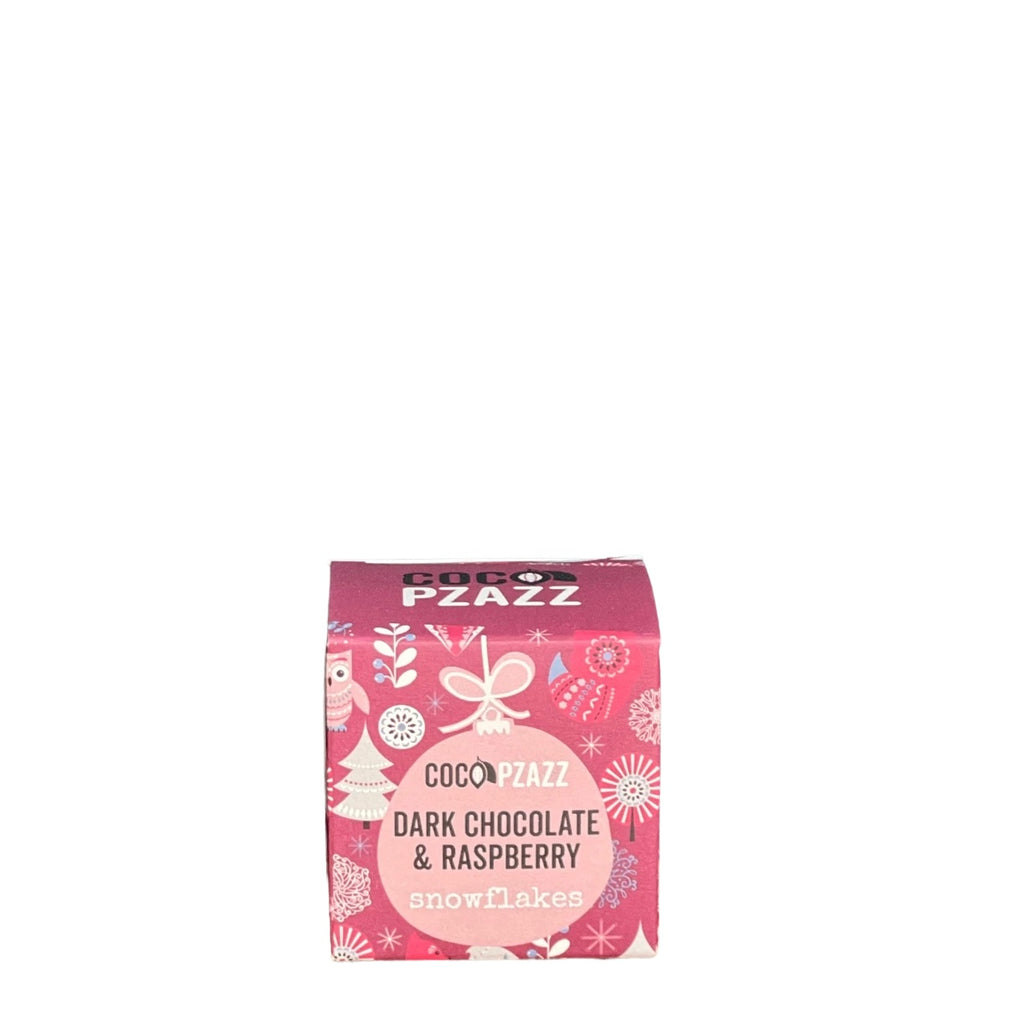 Coco Pzazz Dark Chocolate & Raspberry Snowflakes (80g)
